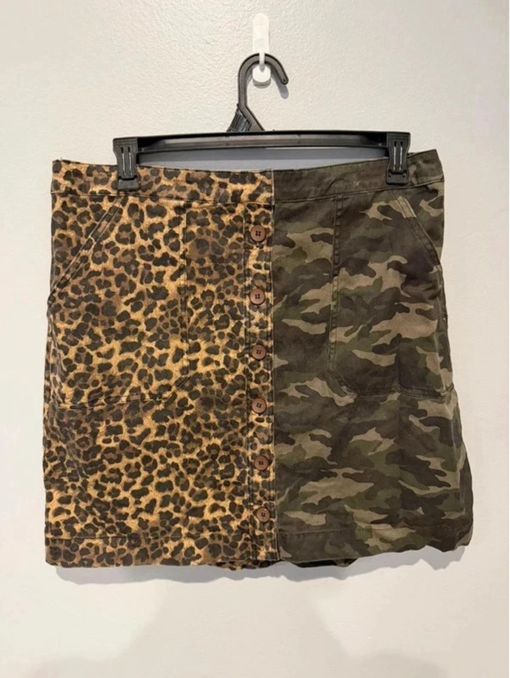3XL Leopard Camo Split Print Button Front Skirt NWT